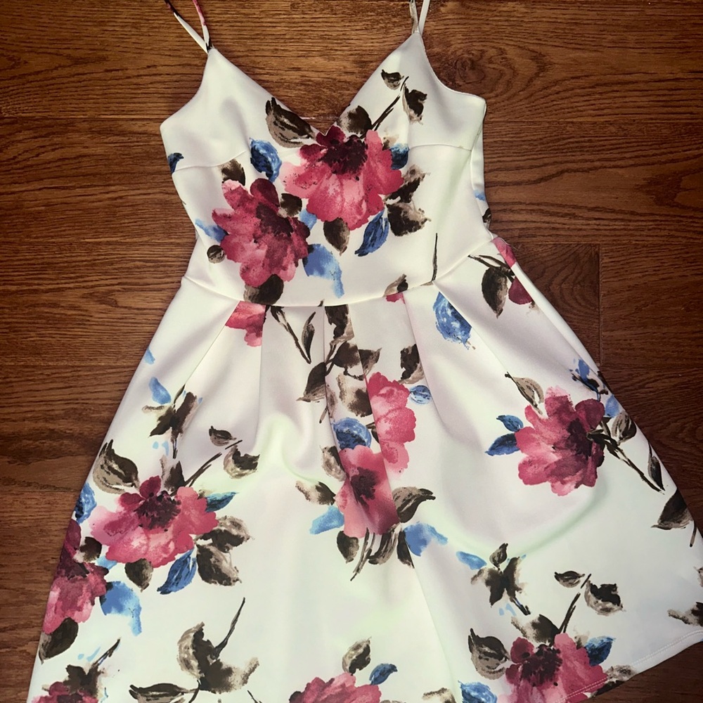 Soprano Floral Print Dress with Spaghetti Straps